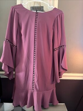 White House Black Market Mauve Pink Ruffle-Sleeve Shift Dress